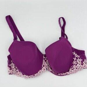 Wacoal Purple Lace Underwire Bra 38C Magenta Intimates Feminine Floral Lingerie